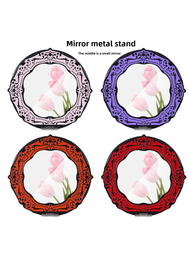 Mobile Phone Case Stand Multifunctional Oval Lace Metal Lazy Stand Makeup Mirror Back Sticker Folding Stand-Colour:Pink  - Image 5