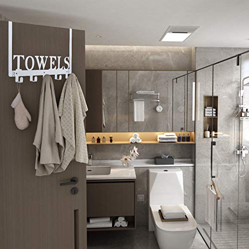 Kuhome Over The Door Hooks for Bathroom, Towel Rack Holder for Bedroom Kitchen Pool Beach Bathrobe Wall Mount Hang on The Door Cabinet Cupboard (Silver Grey) - Image 5