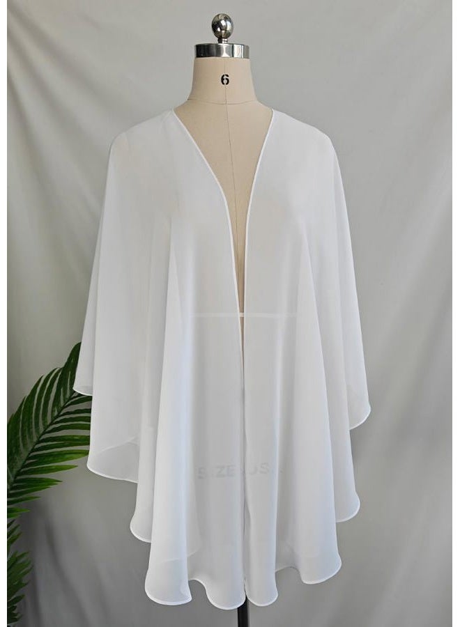 BEAUTELICATE Women Chiffon Shawl Wrap Shrug Oversized Cape Poncho Sheer Cover Up Scarf For Summer Wedding Evening Bridal Bridesmaids Mother of The Bride(One Size, Ivory) - Image 4