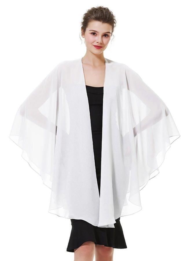 BEAUTELICATE Women Chiffon Shawl Wrap Shrug Oversized Cape Poncho Sheer Cover Up Scarf For Summer Wedding Evening Bridal Bridesmaids Mother of The Bride(One Size, Ivory) - Image 1