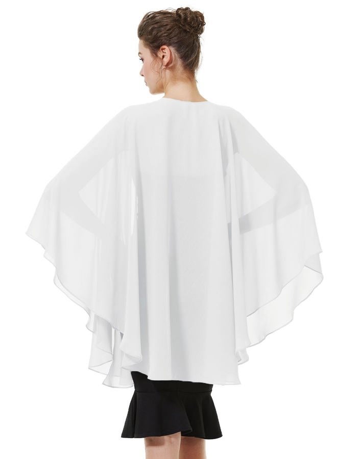 BEAUTELICATE Women Chiffon Shawl Wrap Shrug Oversized Cape Poncho Sheer Cover Up Scarf For Summer Wedding Evening Bridal Bridesmaids Mother of The Bride(One Size, Ivory) - Image 3
