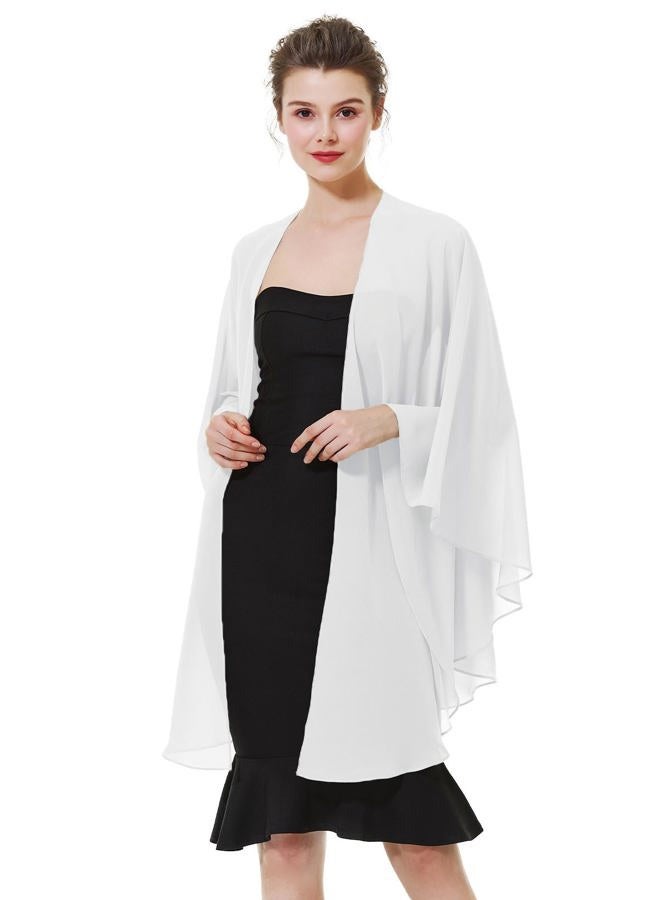 BEAUTELICATE Women Chiffon Shawl Wrap Shrug Oversized Cape Poncho Sheer Cover Up Scarf For Summer Wedding Evening Bridal Bridesmaids Mother of The Bride(One Size, Ivory) - Image 2