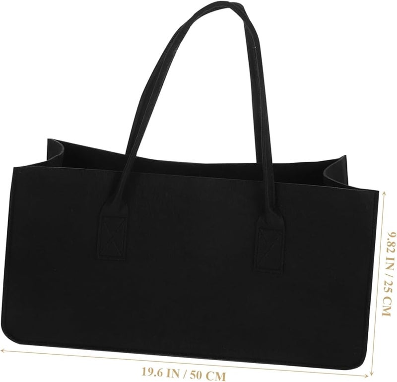 حقيبة حامل حطب من اللباد المقاوم للماء، قابلة للحمل، لتخزين جذوع الأشجار في التخييم، باللون الأسود - Image 5