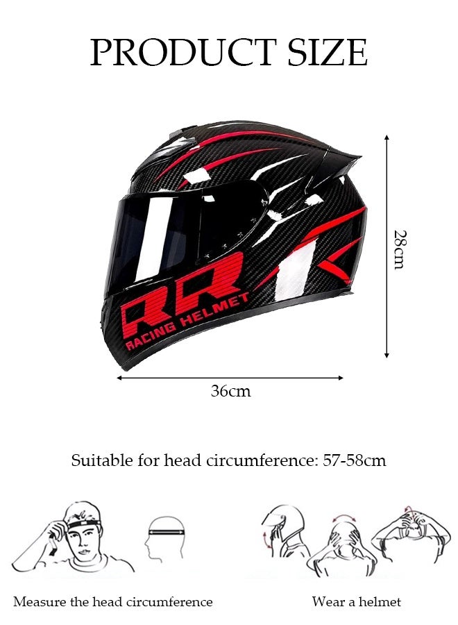 DUNISO Full Face Motorcycle Helmet, Lightweight Crash Resistant Motorcycle Helmet, All Season Cool Racing Helmet，with Black Lenses, Breathable Lining, Suitable for Both Men and Women (L) - Image 2