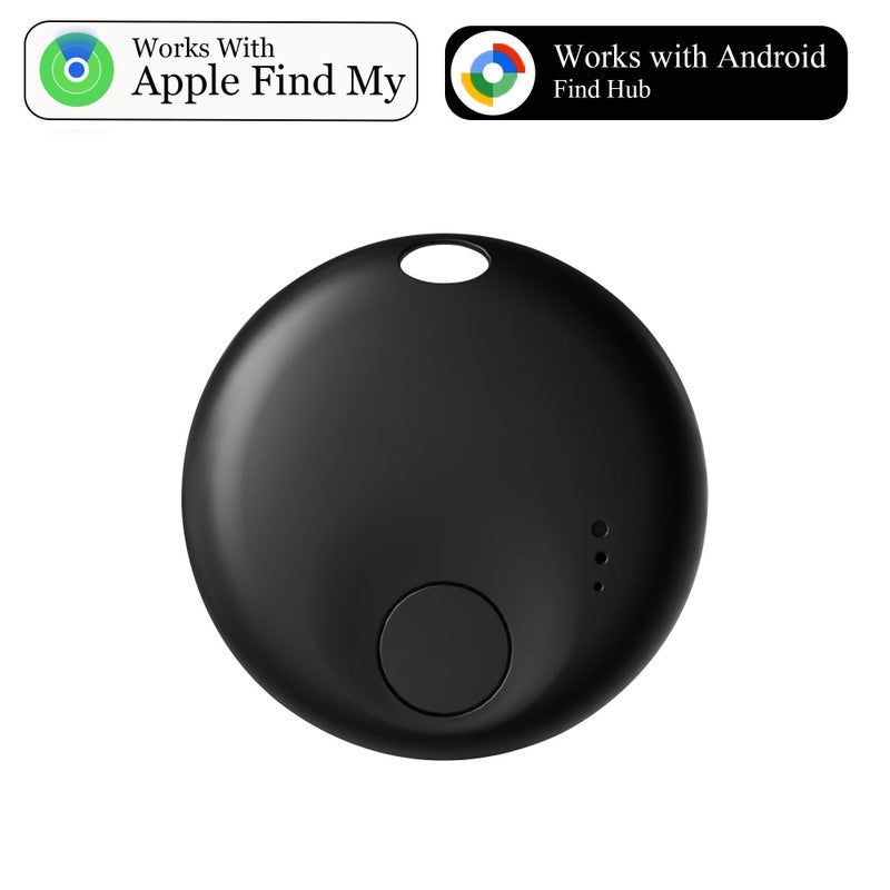 Smart Bluetooth Tracker Compatible with Google Find My Device, Black, 1 Piece, IP67 Waterproof, Anti-Lost Tag for Keys, Luggage, Pets, 80dB Loud Sound, Worldwide Android Network Locator, Essential Tra