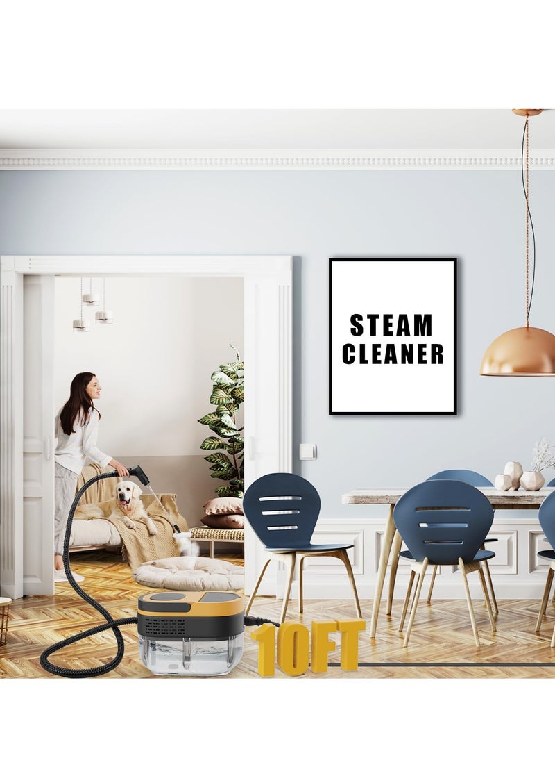 XiuWoo Steam Cleaner, 3-Level Adjustable Handle 15s Heat-Up, Steamer for Cleaning with 10pcs Accessories, Portable Steam Cleaner for Home for Car, Dirt, Grease, Grout, Tile, Floor, Couch, Yellow - Image 5
