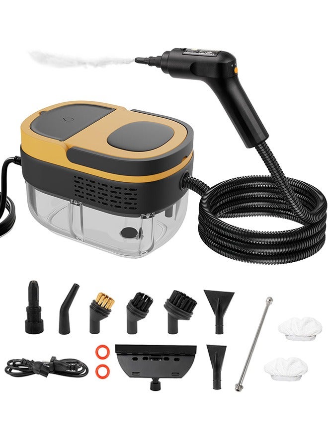 XiuWoo Steam Cleaner, 3-Level Adjustable Handle 15s Heat-Up, Steamer for Cleaning with 10pcs Accessories, Portable Steam Cleaner for Home for Car, Dirt, Grease, Grout, Tile, Floor, Couch, Yellow - Image 1