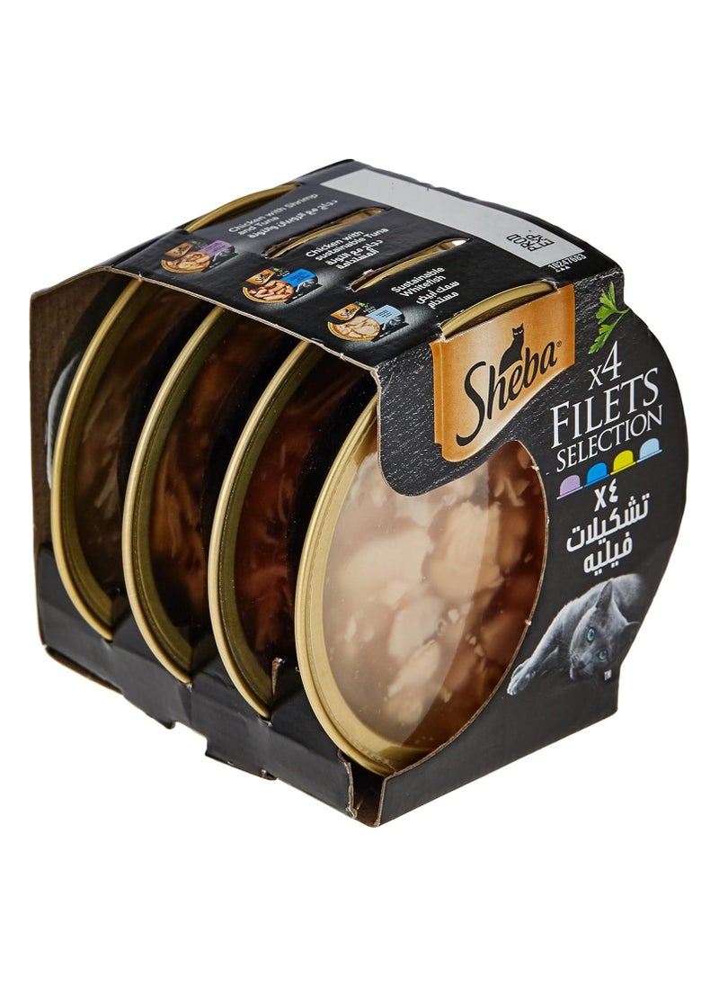 Sheba Cat Food Filet Selection Premium Wet Food Pack Of 4X60G  - Image 1