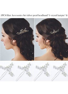 Snowie Soft 5Pcs Bridal Hair Accessories Set Hair Pins For Women Pearl Metal Wedding Hair Vine Crystal Beaded Hair Piece For Bride Bridesmaids Anniversary  - Image 4