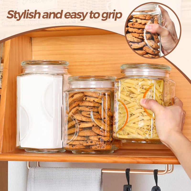 ComSaf 64 oz Glass Jar with Lid, 2 QT Pantry Storage Containers set with Glass Lids, Flour Sugar Storage Containers, Half Gallon Jars for Kitchen Storage and Laundry Room Containers, Set of 2 - Image 4