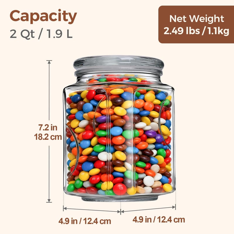 ComSaf 64 oz Glass Jar with Lid, 2 QT Pantry Storage Containers set with Glass Lids, Flour Sugar Storage Containers, Half Gallon Jars for Kitchen Storage and Laundry Room Containers, Set of 2 - Image 2