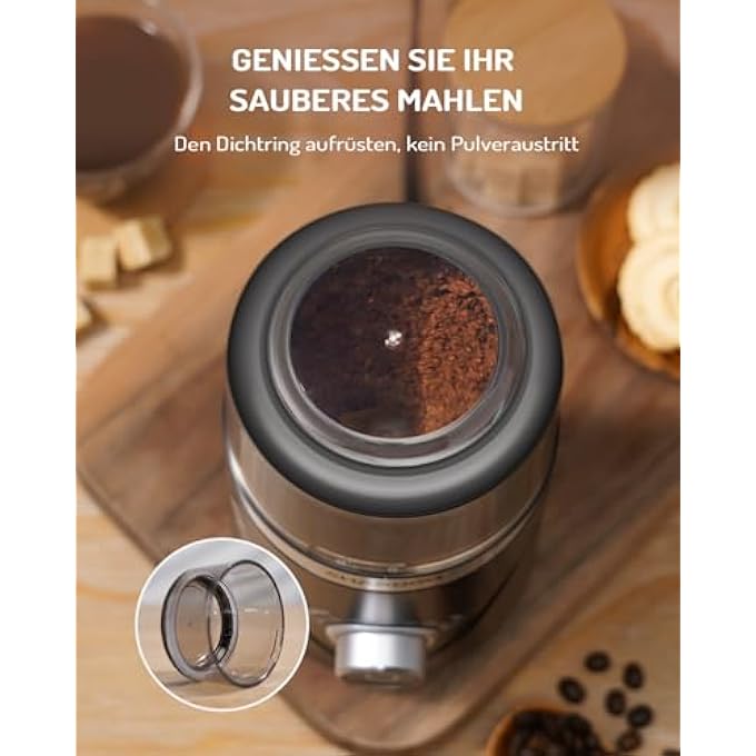 شاردور مطحنة القهوة الكهربائية ذات الوقت القابل للتعديل بسلاسل التوابل للقهوة، شفرات من الفولاذ المقاوم للصدأ لطحن العائلة بالتساوي خالية من BPA 80 جرام - Image 5