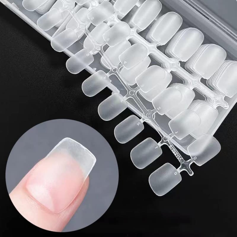 Skexiod Soft Gel Nail Tips 240 Pcs Upgraded No Filed Matte Coffin False Press on for Soak Off Nail Extensions