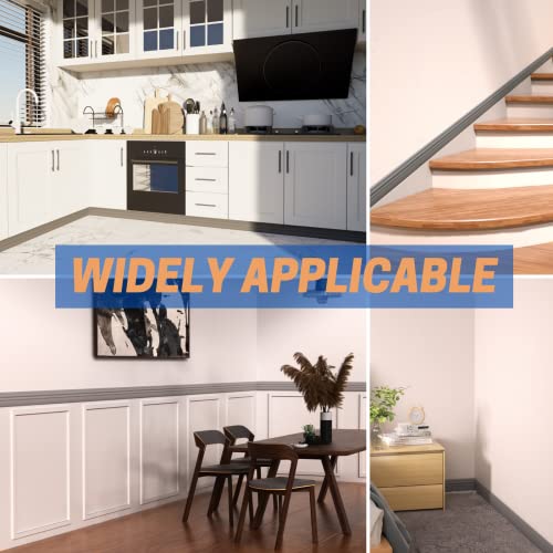 COUKIU Flexible Wall Base Moulding Trim, Peel and Stick Rubber Baseboard Molding, 4 Inch x 16.4 Feet Self-Adhesive Vinyl Wall Base Cove Base (Grey) - Image 5
