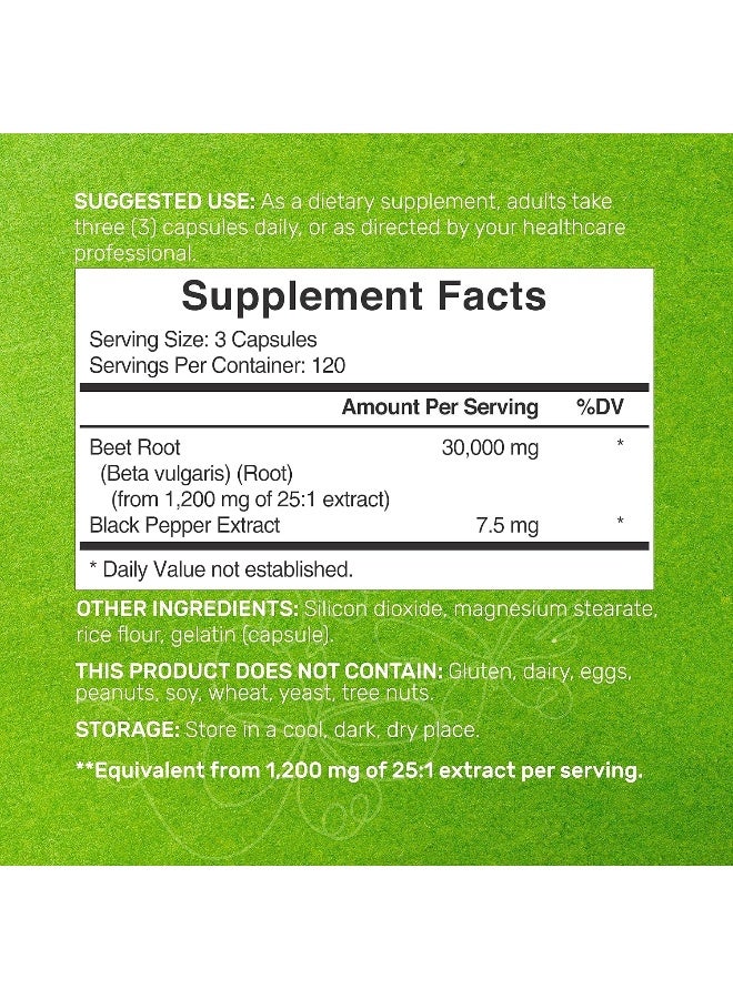 DEAL SUPPLEMENT كبسولات جذر الشمندر - 1800 ملغ لكل حصة، 200 عدداً، مصنوعة من مسحوق جذر الشمندر النقي، معزز أكسيد النيتريك، يدعم ضغط الدم ويعزز الطاقة - Image 2