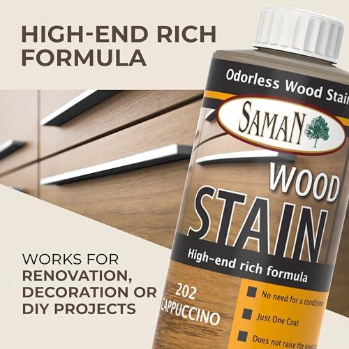 SamaN Interior Water Based Wood Stain - Natural Stain for Furniture, Moldings, Wood Paneling, Cabinets (Cappuccino TEW-202-12, 12 oz) - Image 2