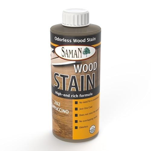SamaN Interior Water Based Wood Stain - Natural Stain for Furniture, Moldings, Wood Paneling, Cabinets (Cappuccino TEW-202-12, 12 oz) - Image 1