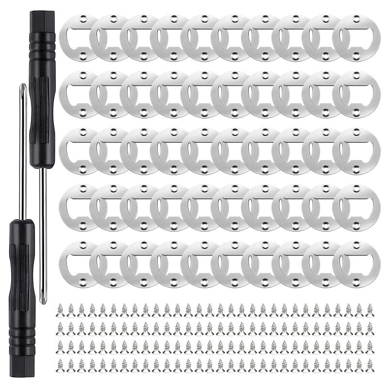 Ohiyoo DIY Bottle Opener Inserts  Stainless Steel Silver Resin Kits 50 Set
