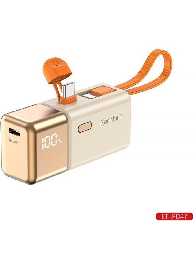 Earldom PD47 5000mAh Mini Power Bank 22.5W Fast Charge – Portable 2-in-1 Gold Bar External Battery with PD & Quick Charging for Smartphones, Tablets, and USB Devices - Image 4