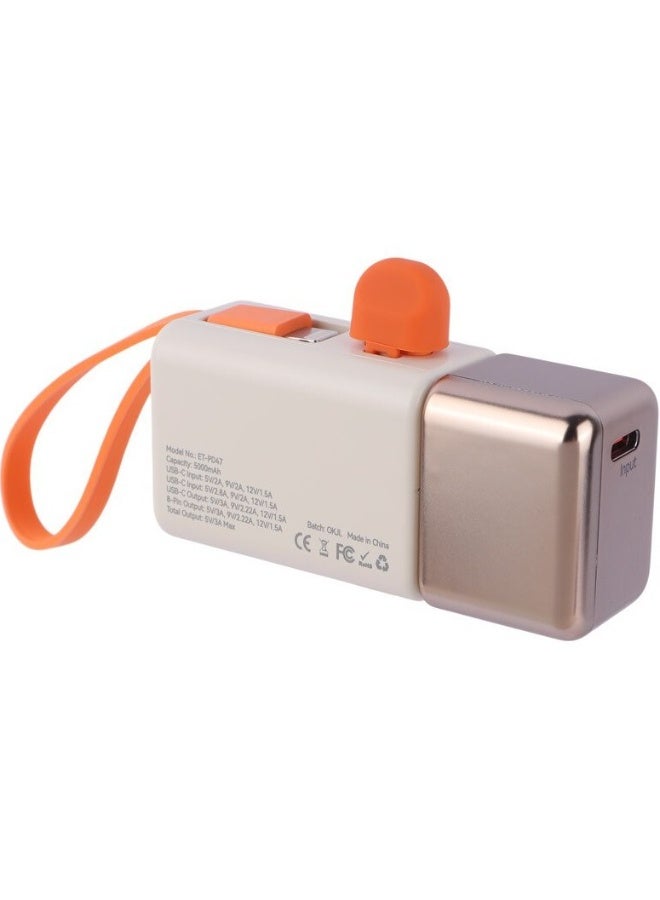 Earldom PD47 5000mAh Mini Power Bank 22.5W Fast Charge – Portable 2-in-1 Gold Bar External Battery with PD & Quick Charging for Smartphones, Tablets, and USB Devices - Image 3