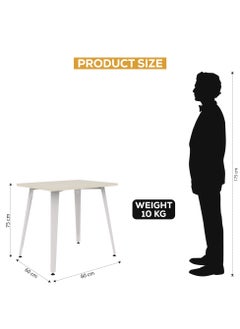 RIGID Steel Study Table with Wooden Top White 75x80x60cm  - Image 2