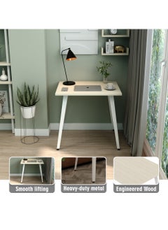 RIGID Steel Study Table with Wooden Top White 75x80x60cm  - Image 4