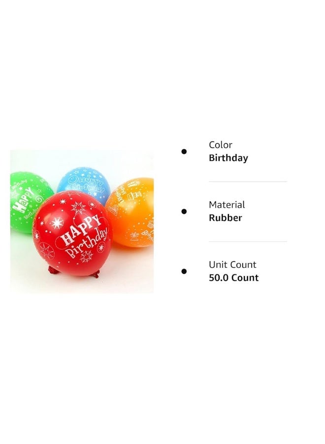 PeStary 50pcs 12inch Latex Happy Birthday Balloons Party Beautiful Flowers Printed Birthday Balloon Decoration Multicolor (Birthday) - Image 5