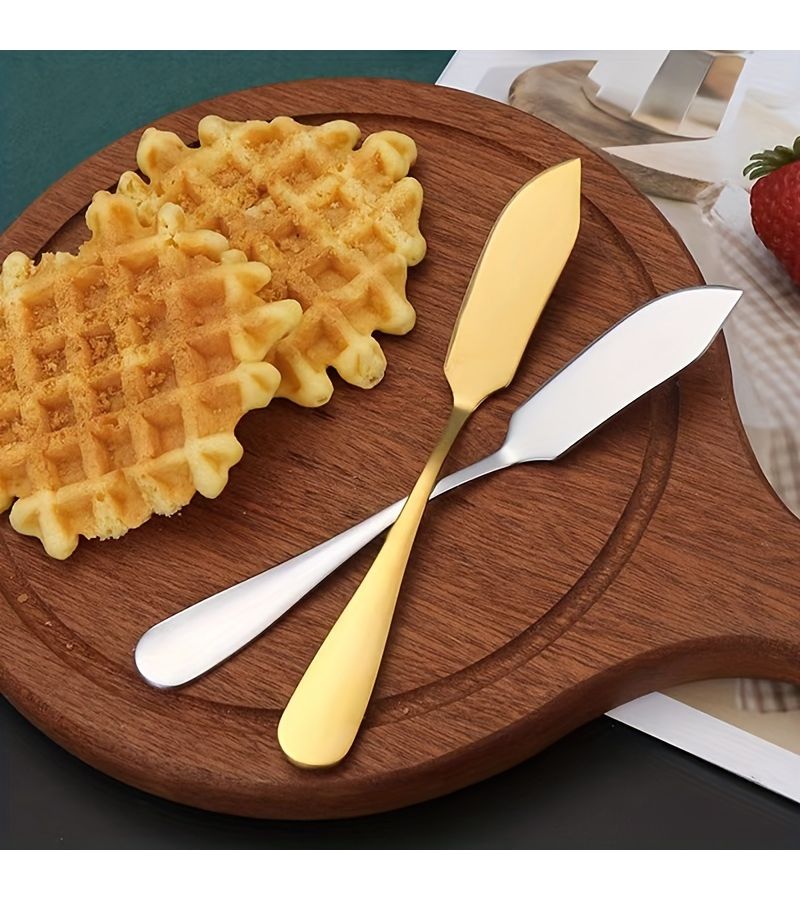 Golden 3 Piece Stainless Steel Mirror Polished Butter Knife Set Dishwasher Friendly - Image 1