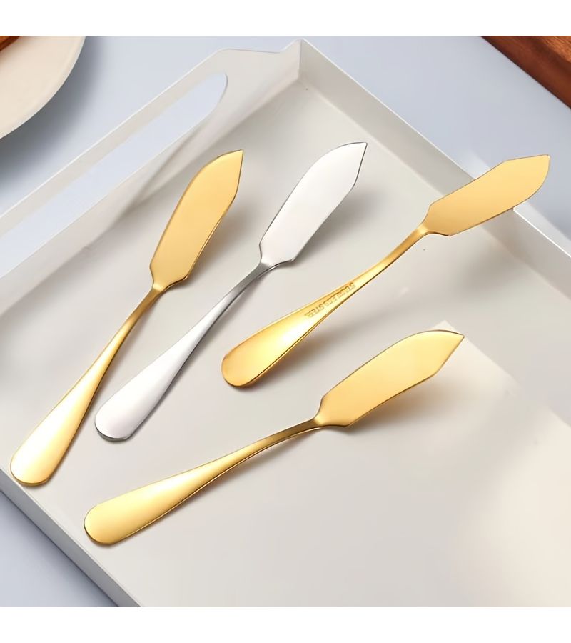 Golden 3 Piece Stainless Steel Mirror Polished Butter Knife Set Dishwasher Friendly - Image 3