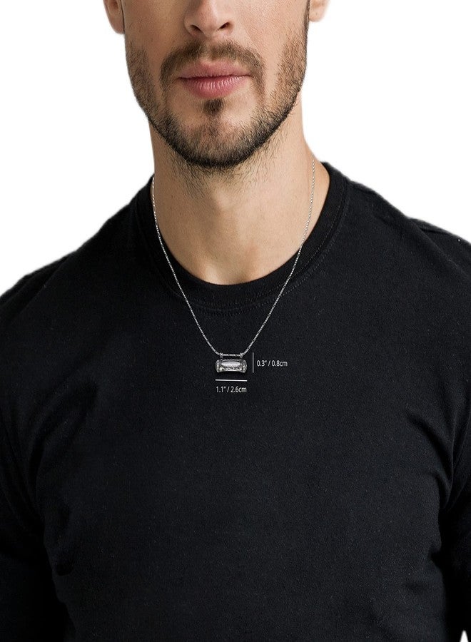 Artist Unknown Jewish Jewelry Mezuzah Necklace 925 Sterling Silver Vintage Look Judaica Pendant with Scroll Gift Idea for Wife Husband from Israel, 20" Thick Silver Chain - Image 2