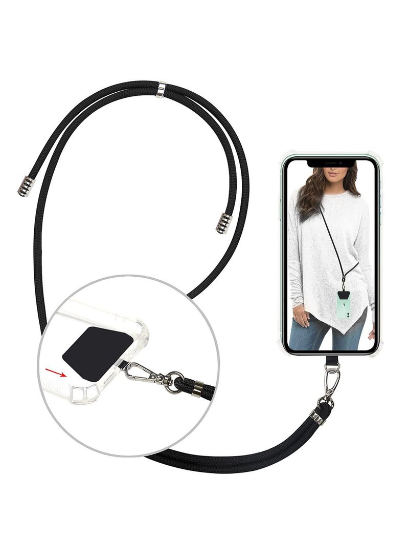 SYOSI Phone Lanyard, Universal Cell Phone Lanyard with Adjustable Nylon Neck Strap, Phone Tether Safety Strap Compatible with Most Smartphones with Full Coverage Case (Black) - Image 1