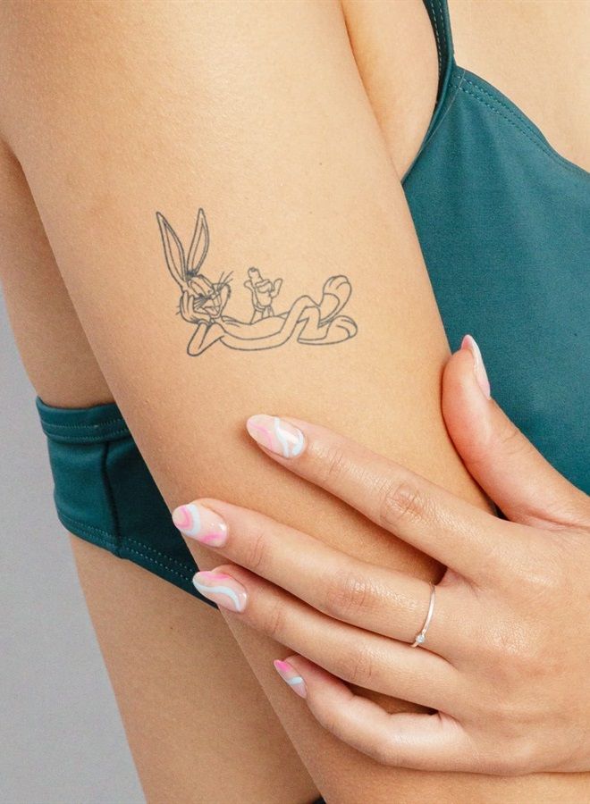 Inkbox Temporary Tattoos, Semi-Permanent Tattoo, One Premium Easy Long Lasting, Water-Resistant Temp Tattoo with For Now Ink - Lasts 1-2 Weeks, Looney Tunes - Don't take life too seriously, 3x3