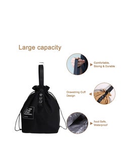 SYOSI Canvas Drawstring Lunch Bag, Reusable Heat Preservation Lunch Bag, Lunch Box Lunch Bag, Small Cooler Cute Lunch Boxes, Large Capacity Reusable Insulated Lunch Container for Work Office Picnic Travel  - Image 5
