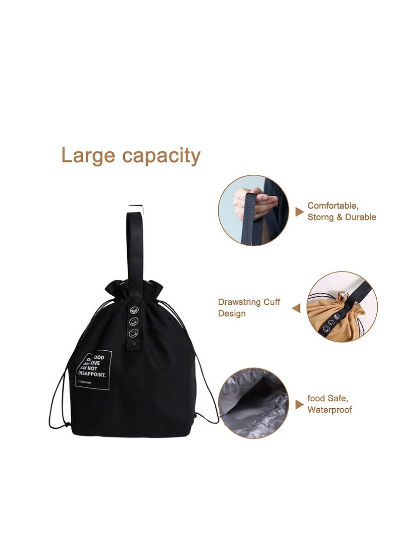SYOSI - Canvas Drawstring Lunch Bag, Reusable Heat Preservation Lunch Bag, Lunch Box Lunch Bag, Small Cooler Cute Lunch Boxes, Large Capacity Reusable Insulated Lunch Container for Work Office Picnic Travel - Image 1