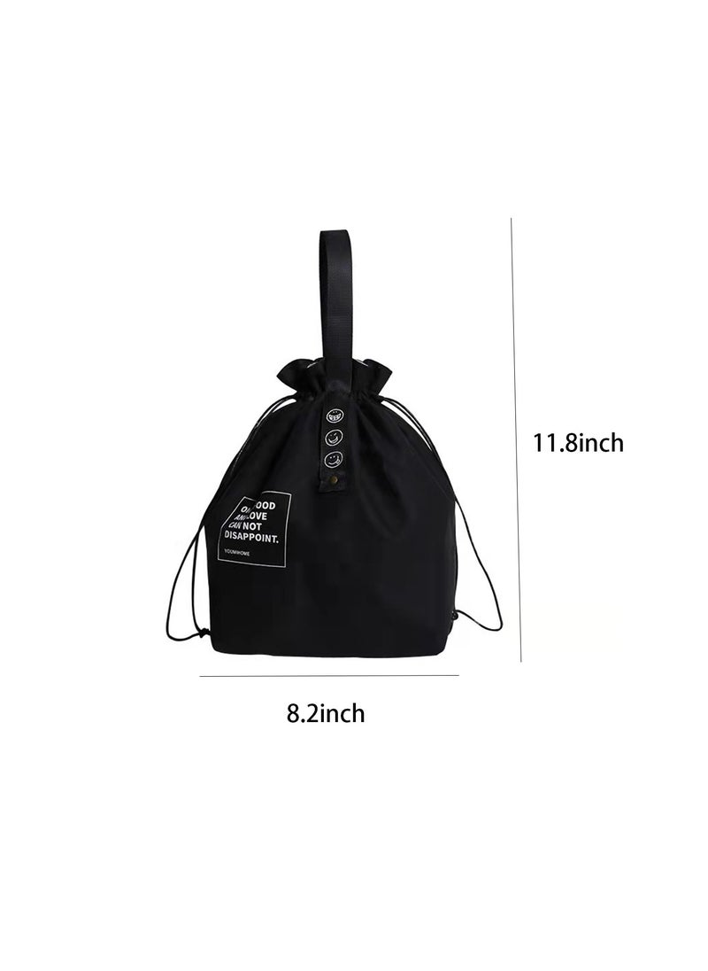 SYOSI - Canvas Drawstring Lunch Bag, Reusable Heat Preservation Lunch Bag, Lunch Box Lunch Bag, Small Cooler Cute Lunch Boxes, Large Capacity Reusable Insulated Lunch Container for Work Office Picnic Travel - Image 1