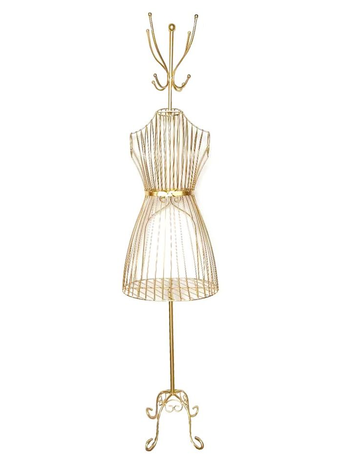 LINGWEI Female Half Body Mannequin With Cloth Hanger Gold 37x170x37cm - Image 1