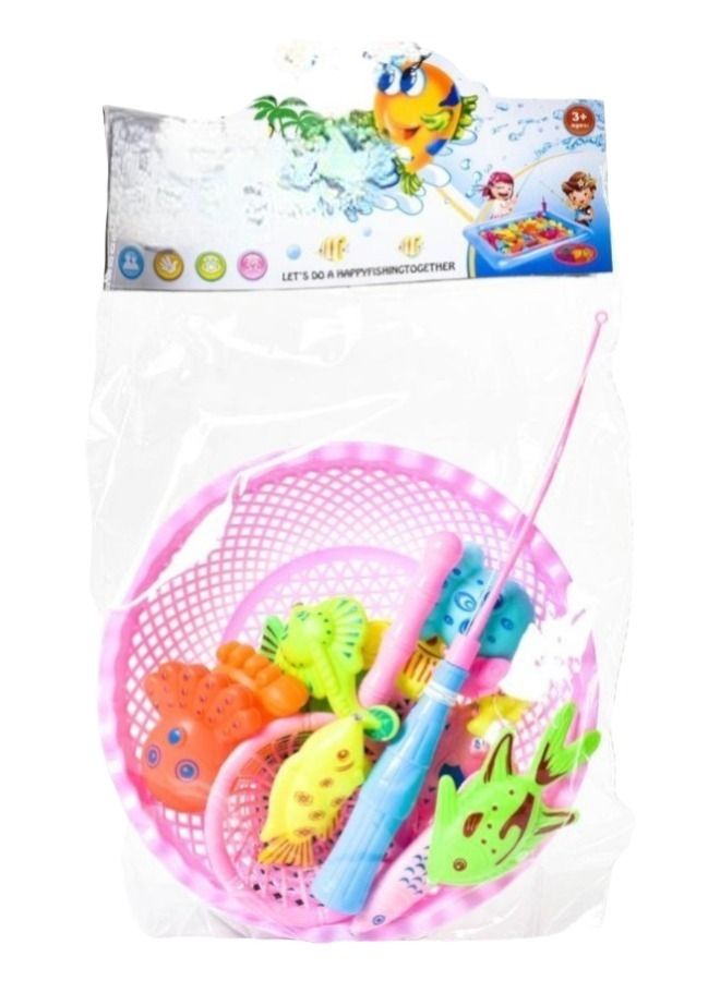 Rally Colorful Fish Toy Set with Fishing Rod for Kids
