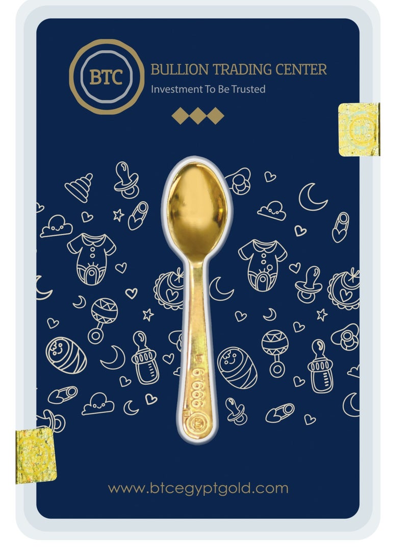BTC 24K Pure Yellow Gold Spoon 5g – Baby Gift 999.9 Fine Gold