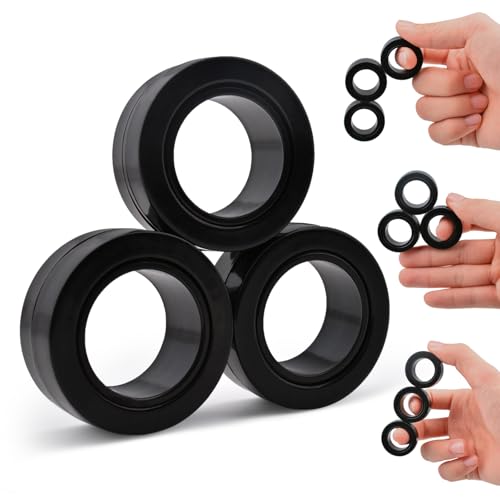 Cevioce 3 PCS Magnetic Ring Fidget Toys SetADHD Anxiety Magnetic Finger Spinner Pack for Teens Adults and KidsCoolest Magnet Stress Relief Toy for 8 Year Old Boys Girls Present - Image 1