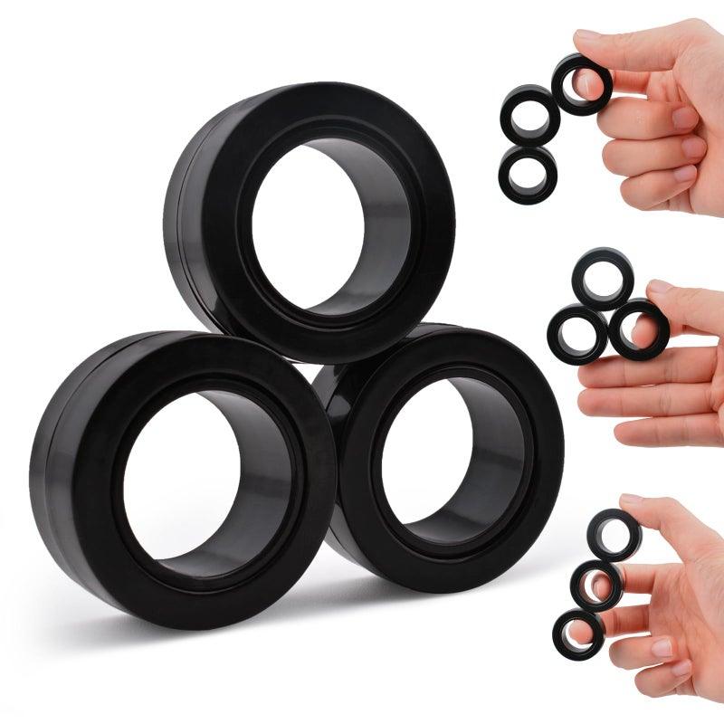 Cevioce 3 PCS Magnetic Ring Fidget Toys SetADHD Anxiety Magnetic Finger Spinner Pack for Teens Adults and KidsCoolest Magnet Stress Relief Toy for 8 Year Old Boys Girls Present - Image 3