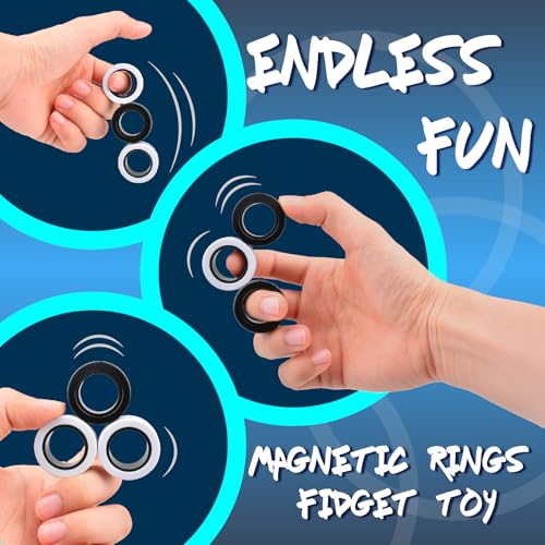 Cevioce 3 PCS Magnetic Ring Fidget Toys SetADHD Anxiety Magnetic Finger Spinner Pack for Teens Adults and KidsCoolest Magnet Stress Relief Toy for 8 Year Old Boys Girls Present - Image 5