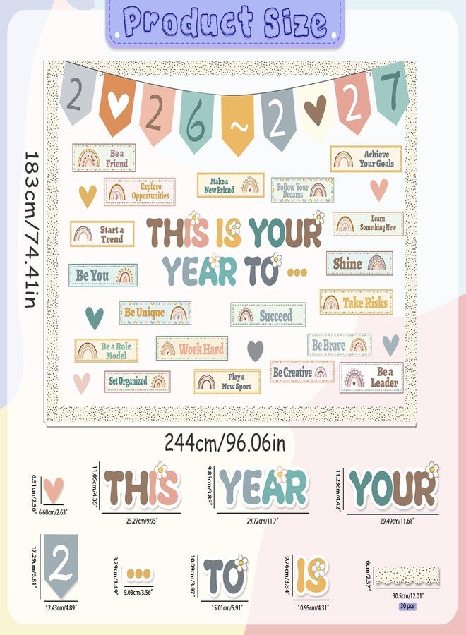 VABAMNA Boho Classroom Bulletin Board Decorations, This is Your Year to Bulletin Board Sets, Growth Mindset Positive Affirmations Wall Decor for Teacher Welcome Back to School Classroom Door Wall Decors - Image 2