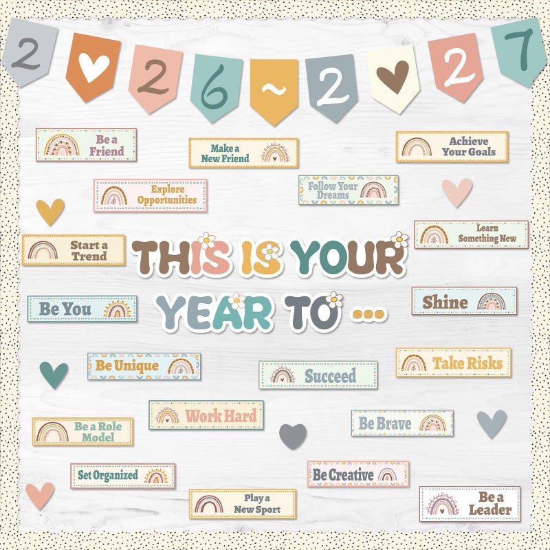 VABAMNA Boho Classroom Bulletin Board Decorations, This is Your Year to Bulletin Board Sets, Growth Mindset Positive Affirmations Wall Decor for Teacher Welcome Back to School Classroom Door Wall Decors - Image 1