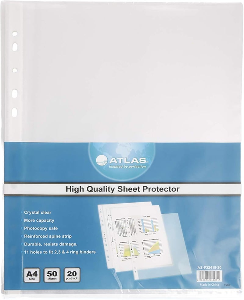 ATLAS مجموعة واقي أوراق جيب A4 من أطلس - 20 قطعة - Image 2