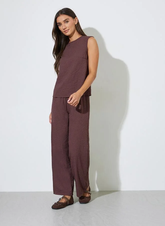 Styli  Pack of 3 - Burgundy Kimono, Top and Trousers Co-ord Set for Women | Best Price UAE