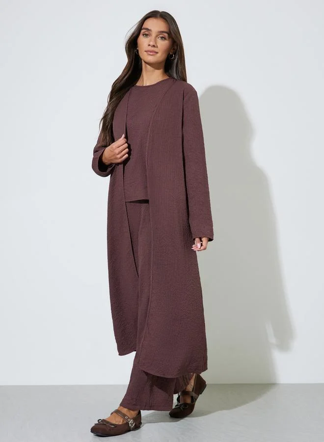 Pack of 3 - Burgundy Kimono, Top and Trousers Co-ord Set