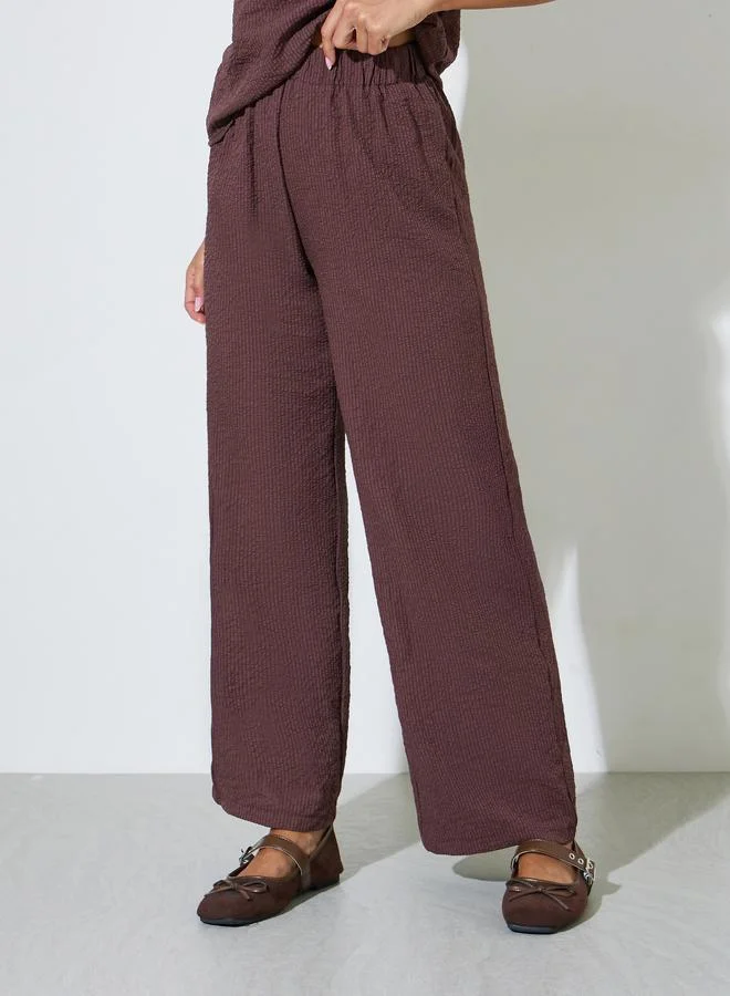 Styli  Pack of 3 - Burgundy Kimono, Top and Trousers Co-ord Set for Women | Best Price UAE