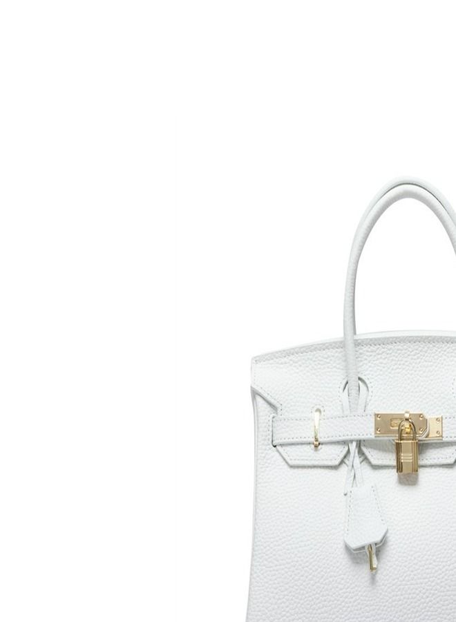 Loquat Gold Buckle Leather Handbag White  - Image 3