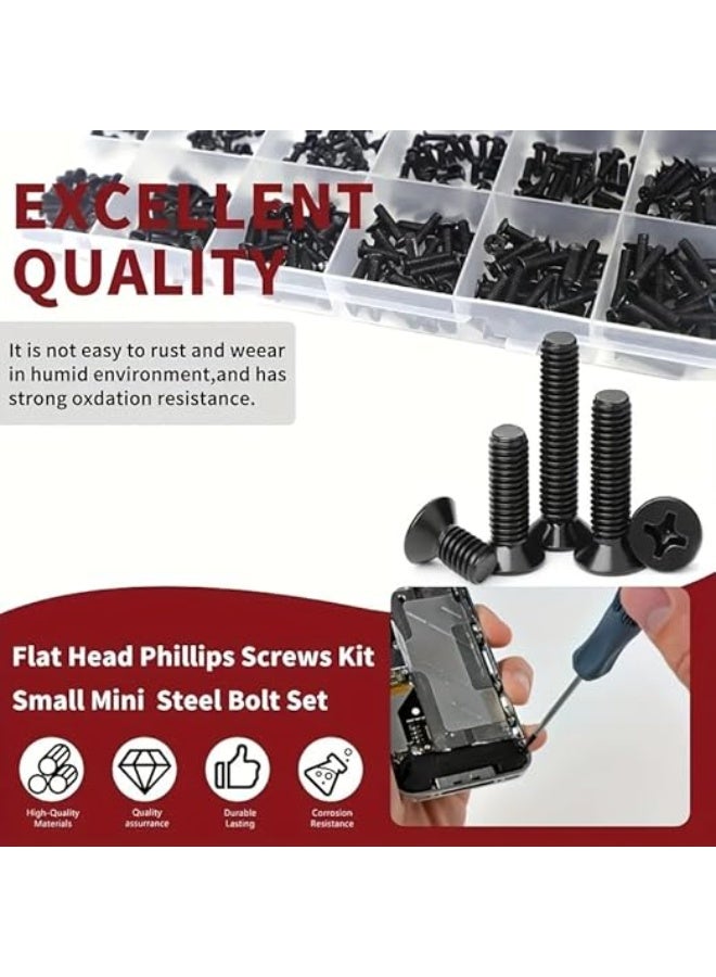 My Souq store- 400 Pcs Mini Micro Flat Head Phillips Screws Kit, M2 M2.5 M3 Carbon Steel Bolt Set for Electronics & Small Devices - Image 5