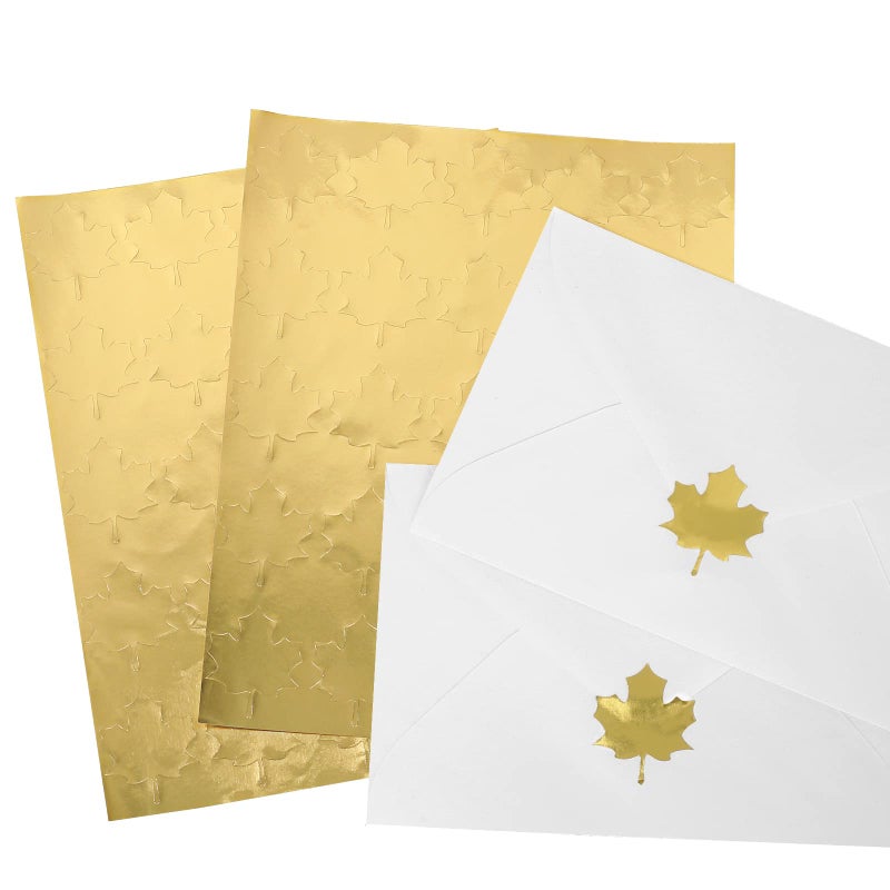 Whaline 500Pcs Fall Gold Foil Envelope Seal Stickers Maple Leaf Stickers SelfAdhesive Autumn Leaf Fall Label Decals for Greeting Invitation Cards Envelope Sealing Birthday Gift Wrapping Supplies